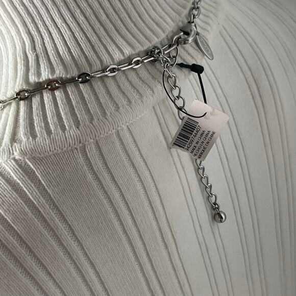 Chico's long pendant necklace mixed metals silver tone signed costume jewelry - Picture 5 of 13